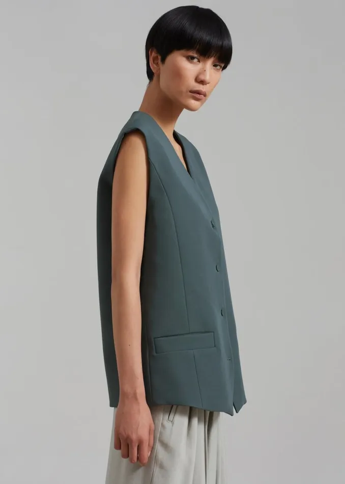 Women The Frankie Shop Outerwear Isla Oversized Vest Bottle Green