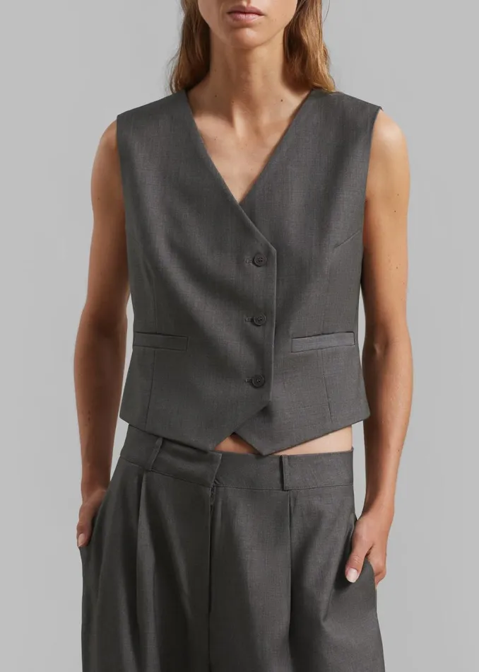 Women The Frankie Shop Outerwear Ivey Vest Grey Melange