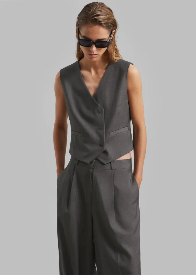 Women The Frankie Shop Outerwear Ivey Vest Grey Melange