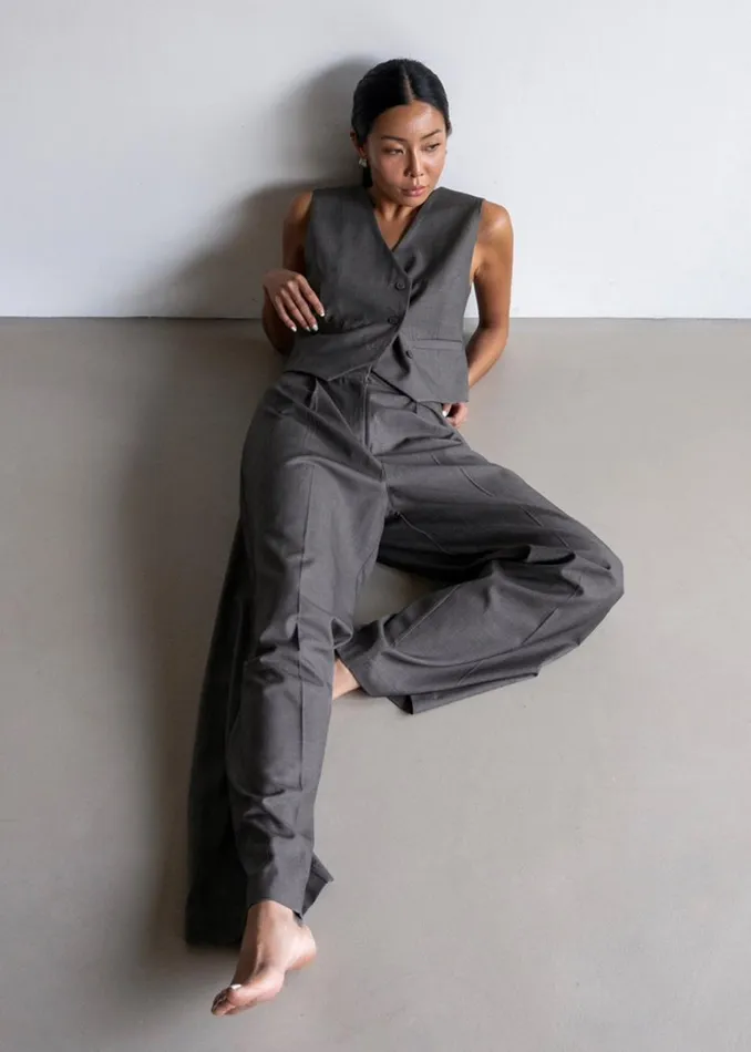 Women The Frankie Shop Outerwear Ivey Vest Grey Melange