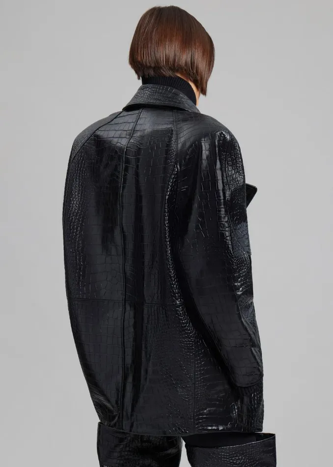 Women The Frankie Shop Outerwear Jackie CrocEffect Coat Black