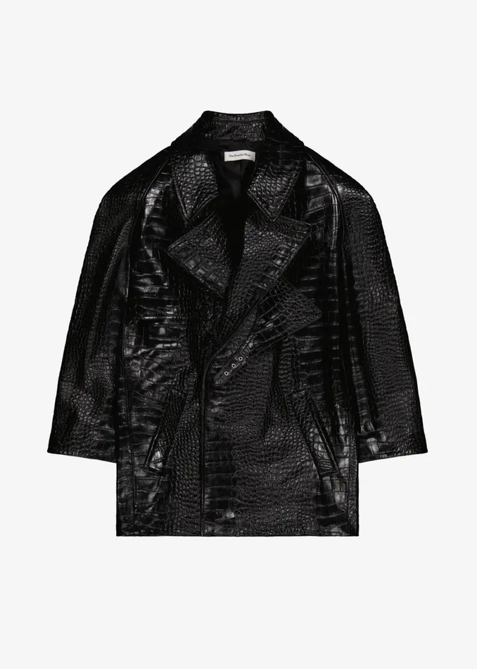 Women The Frankie Shop Outerwear Jackie CrocEffect Coat Black
