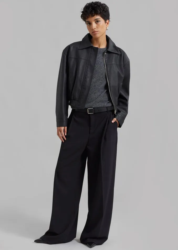 Women The Frankie Shop Outerwear Jaden Faux Leather Bomber Black