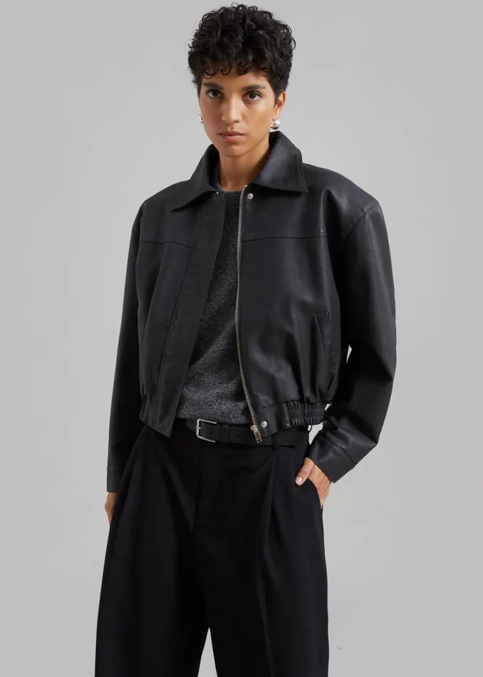 Women The Frankie Shop Outerwear Jaden Faux Leather Bomber Black