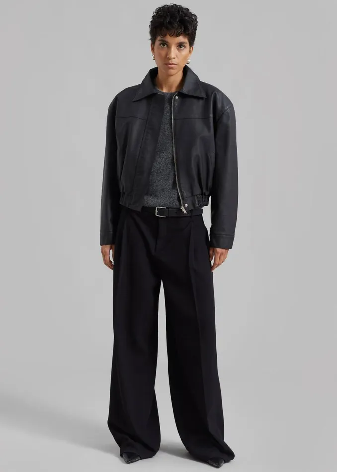 Women The Frankie Shop Outerwear Jaden Faux Leather Bomber Black