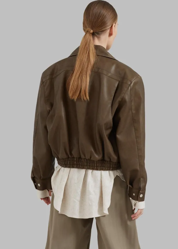 Women The Frankie Shop Outerwear Jaden Faux Leather Bomber Brown