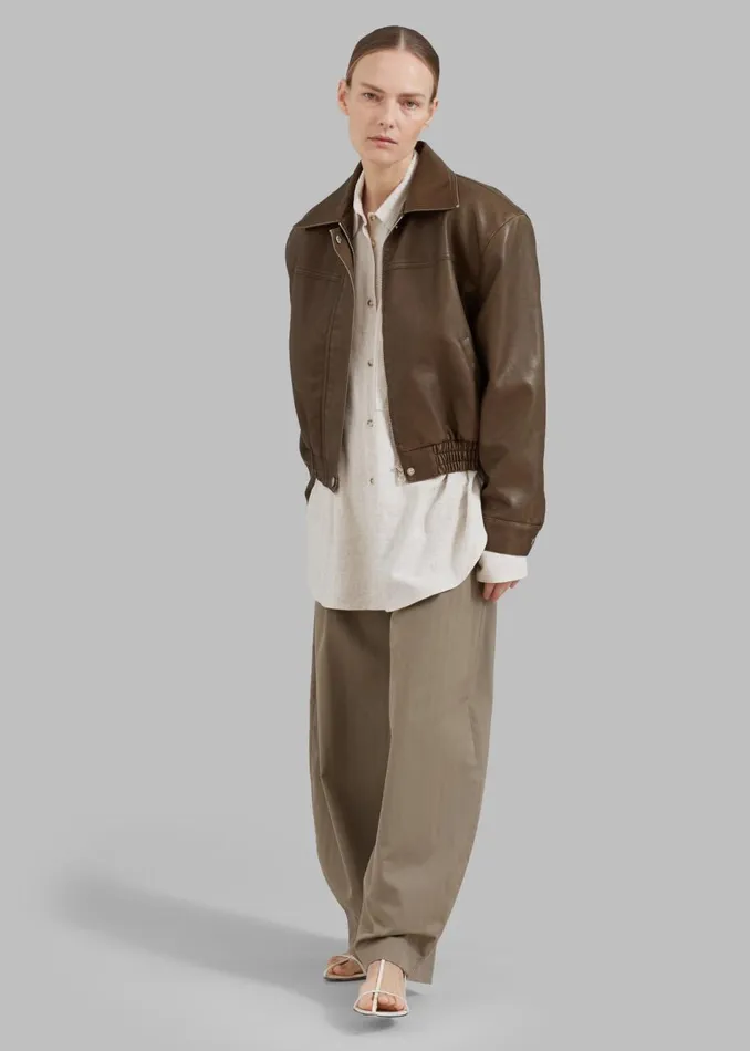 Women The Frankie Shop Outerwear Jaden Faux Leather Bomber Brown