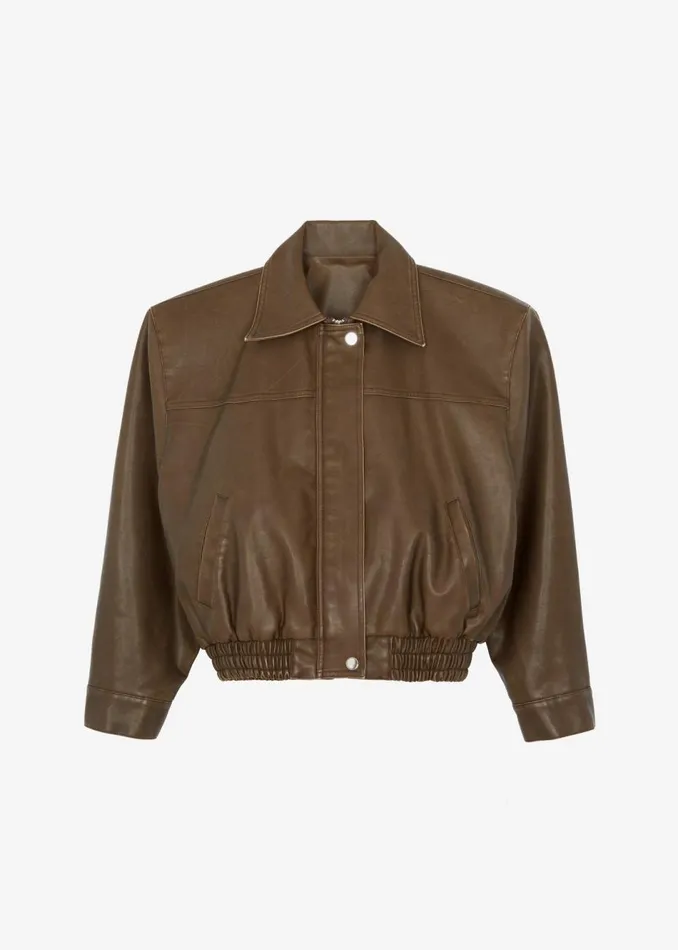 Women The Frankie Shop Outerwear Jaden Faux Leather Bomber Brown