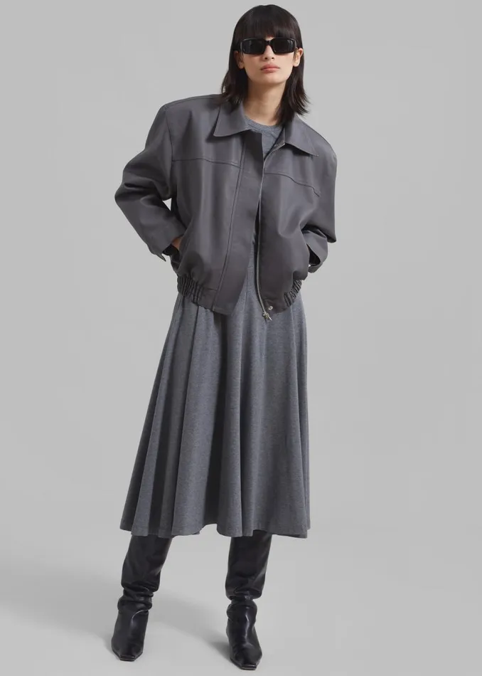 Women The Frankie Shop Outerwear Jaden Faux Leather Bomber Charcoal
