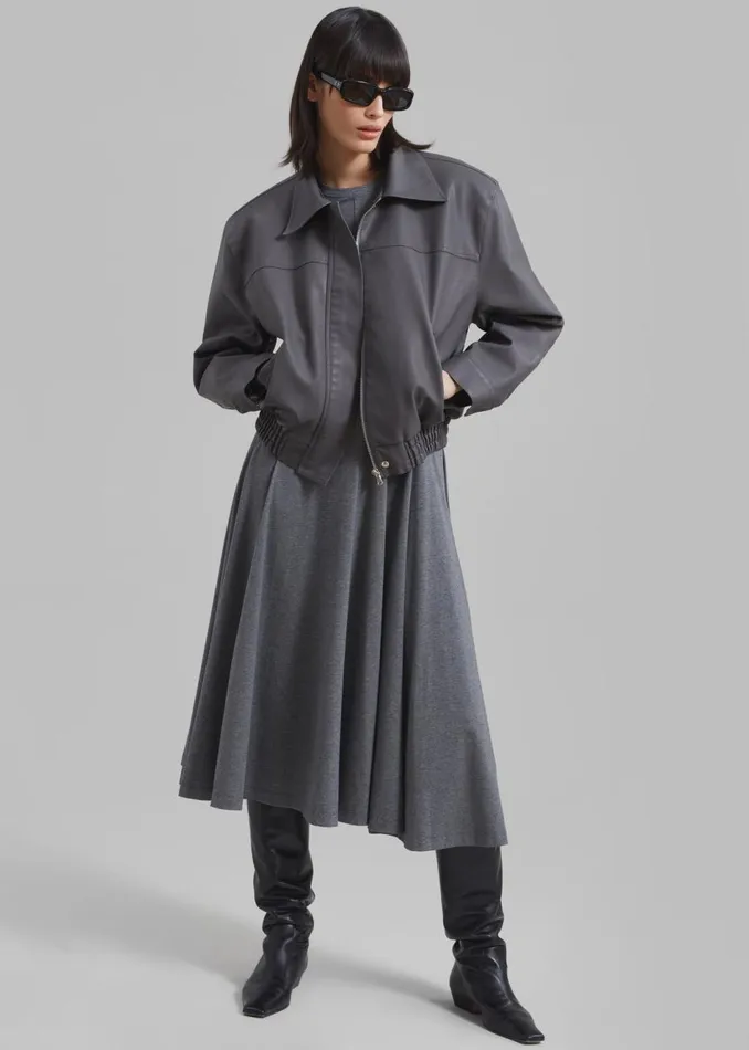 Women The Frankie Shop Outerwear Jaden Faux Leather Bomber Charcoal