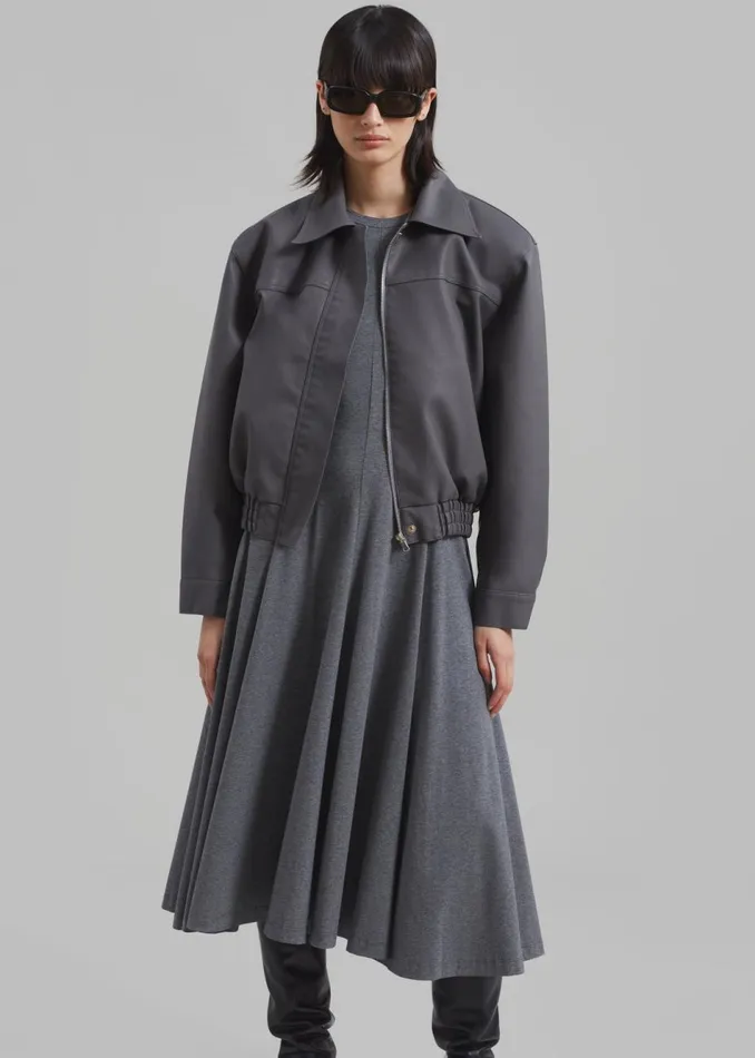 Women The Frankie Shop Outerwear Jaden Faux Leather Bomber Charcoal