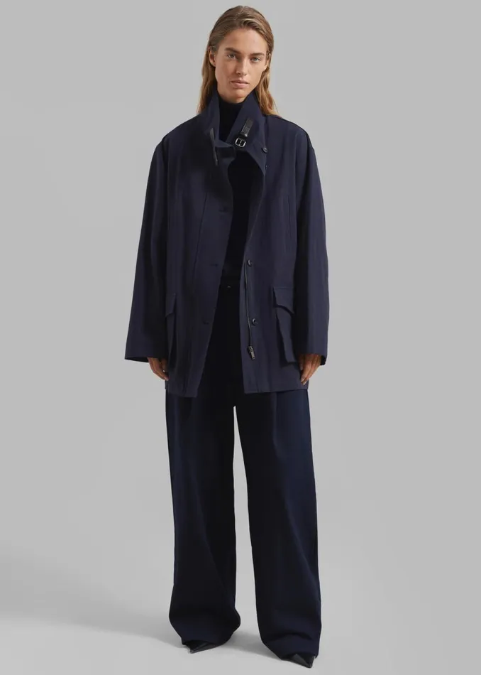 Women The Frankie Shop Outerwear James Cotton Jacket Navy