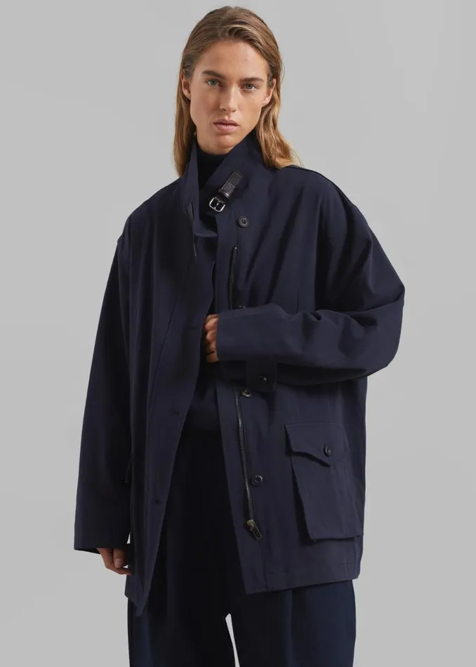 Women The Frankie Shop Outerwear James Cotton Jacket Navy