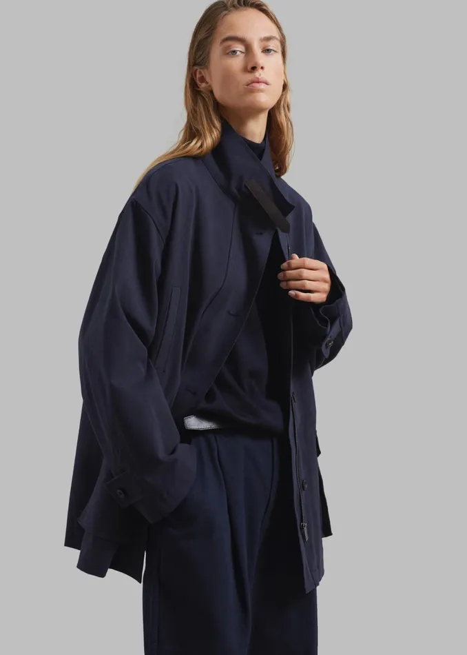 Women The Frankie Shop Outerwear James Cotton Jacket Navy