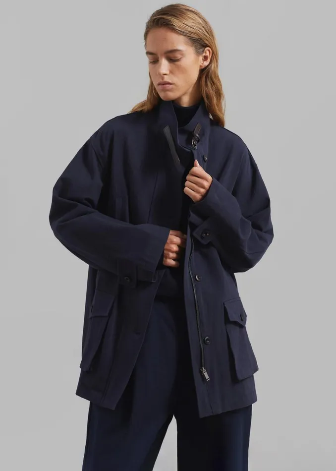 Women The Frankie Shop Outerwear James Cotton Jacket Navy