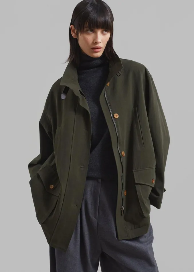 Women The Frankie Shop Outerwear James Cotton Jacket Olive