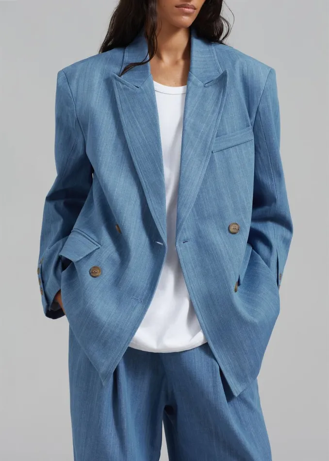 Women The Frankie Shop Outerwear Jan Denim Blazer Blue