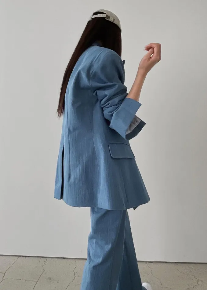 Women The Frankie Shop Outerwear Jan Denim Blazer Blue