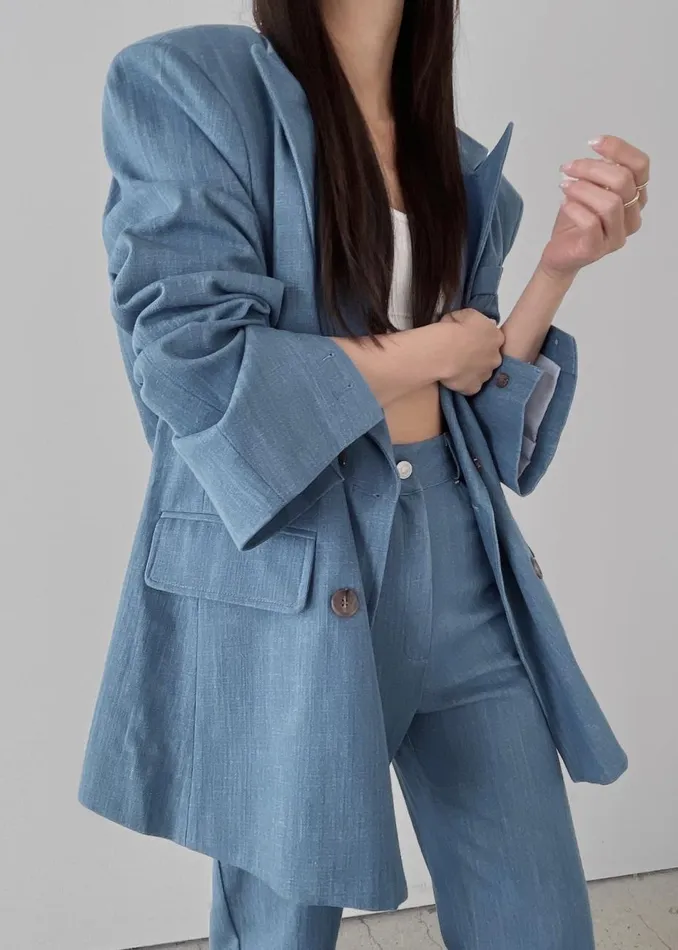 Women The Frankie Shop Outerwear Jan Denim Blazer Blue