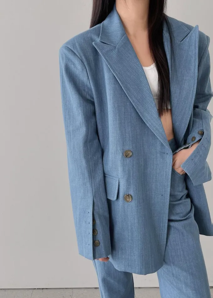 Women The Frankie Shop Outerwear Jan Denim Blazer Blue