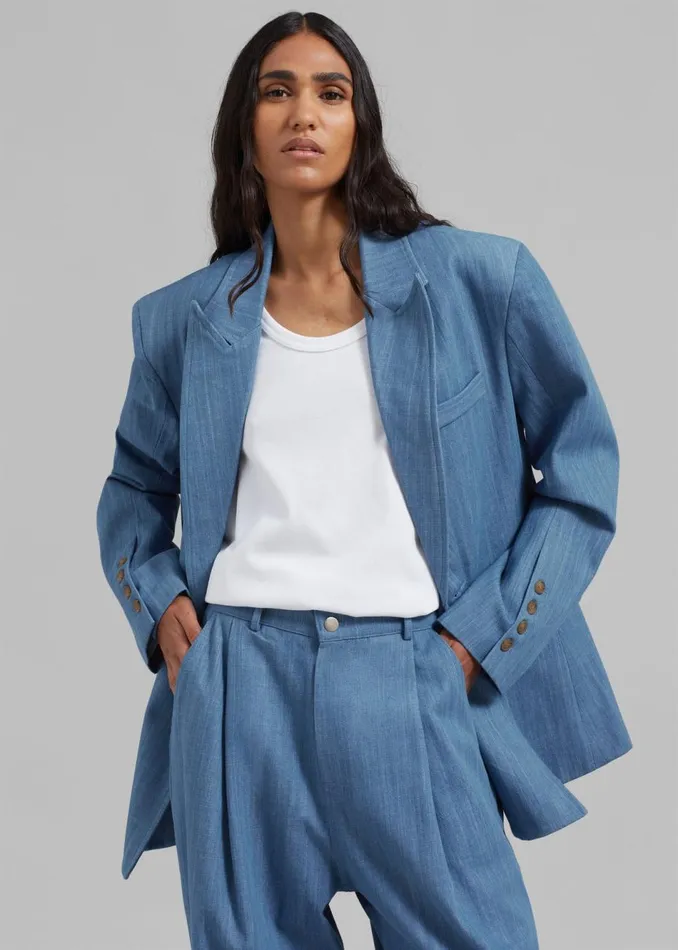 Women The Frankie Shop Outerwear Jan Denim Blazer Blue