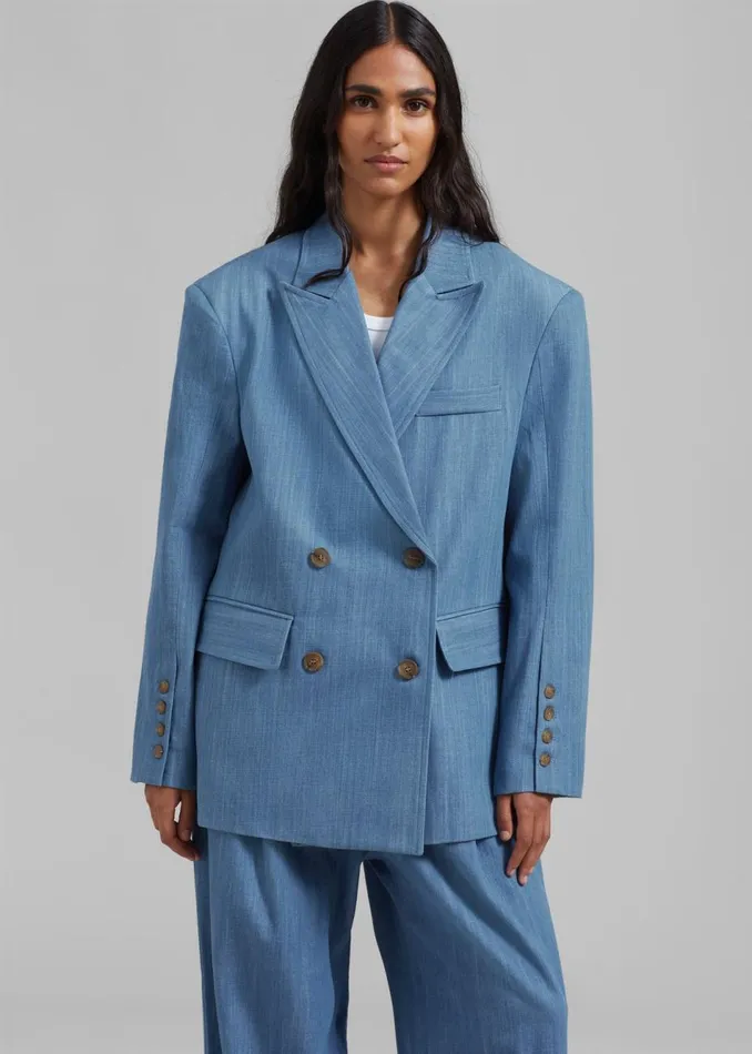 Women The Frankie Shop Outerwear Jan Denim Blazer Blue