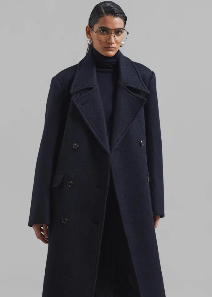 Women The Frankie Shop Outerwear Jeremiah Wool Coat Navy