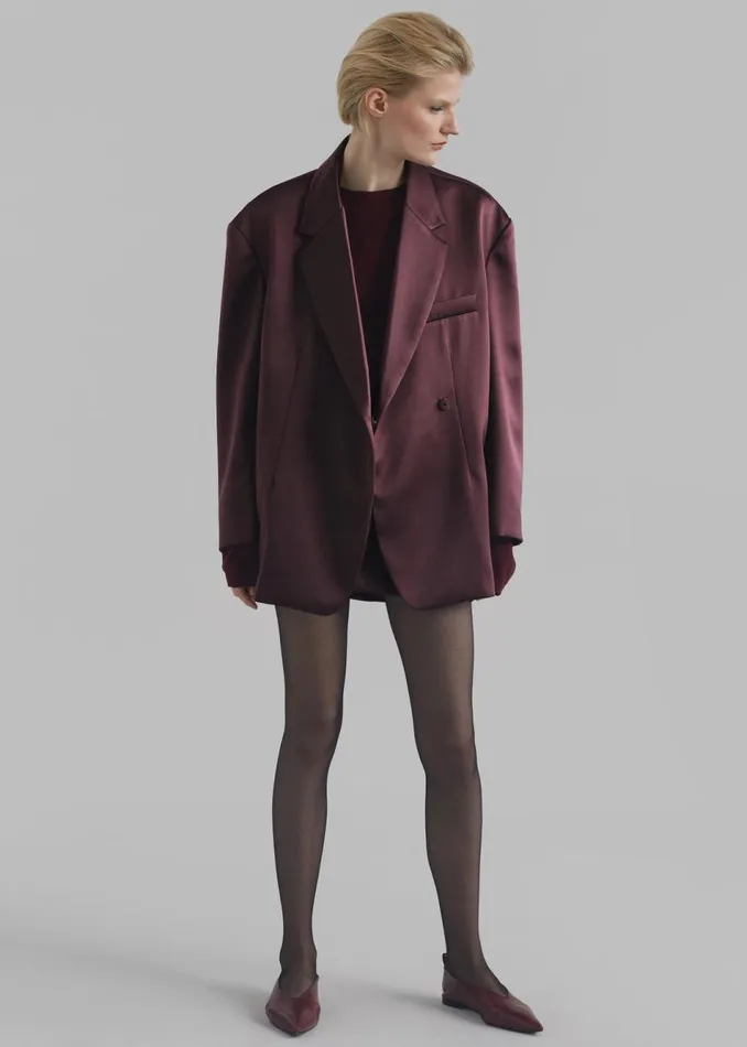 Women The Frankie Shop Outerwear Jo Satin Blazer Burgundy