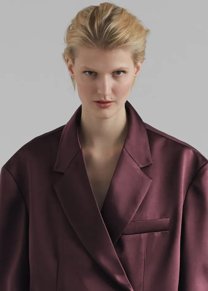 Women The Frankie Shop Outerwear Jo Satin Blazer Burgundy