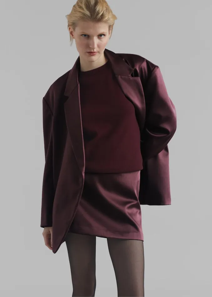 Women The Frankie Shop Outerwear Jo Satin Blazer Burgundy