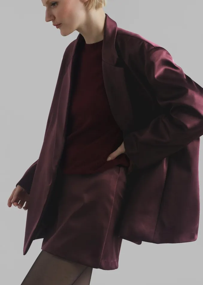 Women The Frankie Shop Outerwear Jo Satin Blazer Burgundy