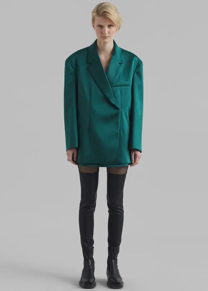 Women The Frankie Shop Outerwear Jo Satin Blazer Deep Teal