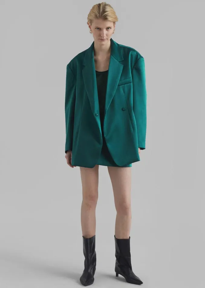 Women The Frankie Shop Outerwear Jo Satin Blazer Deep Teal