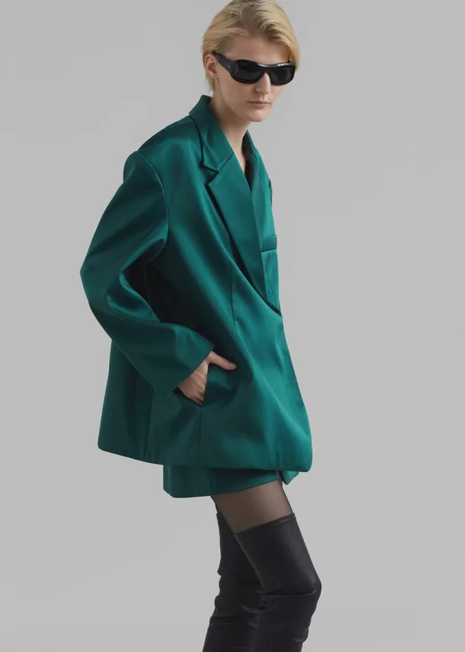 Women The Frankie Shop Outerwear Jo Satin Blazer Deep Teal