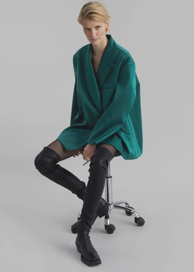Women The Frankie Shop Outerwear Jo Satin Blazer Deep Teal