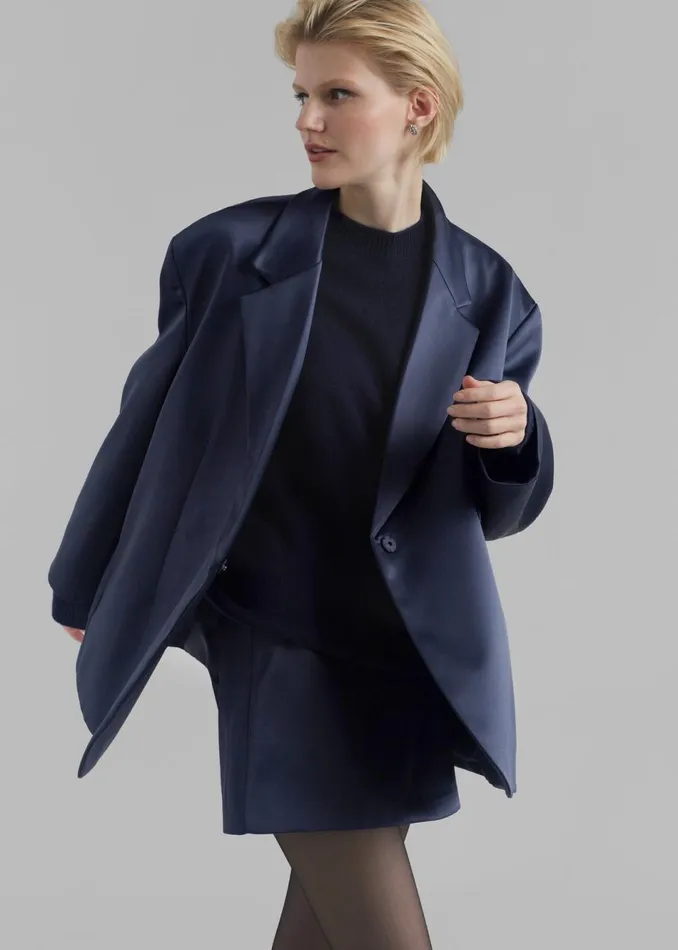 Women The Frankie Shop Outerwear Jo Satin Blazer Navy