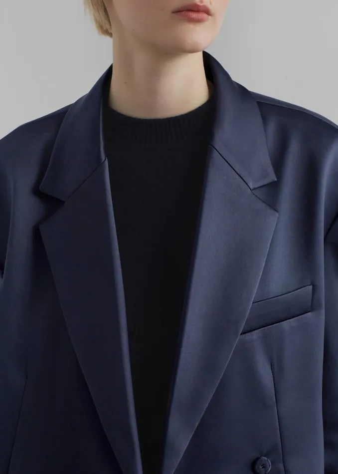 Women The Frankie Shop Outerwear Jo Satin Blazer Navy