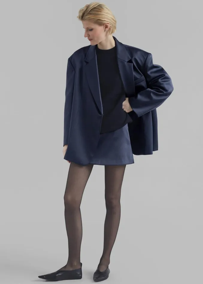 Women The Frankie Shop Outerwear Jo Satin Blazer Navy