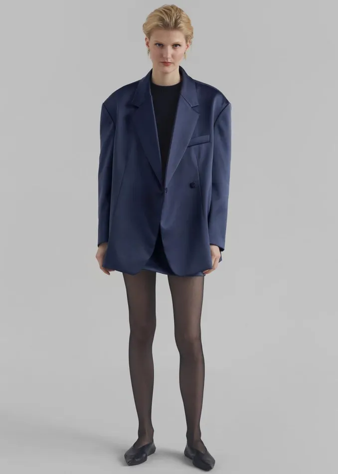 Women The Frankie Shop Outerwear Jo Satin Blazer Navy