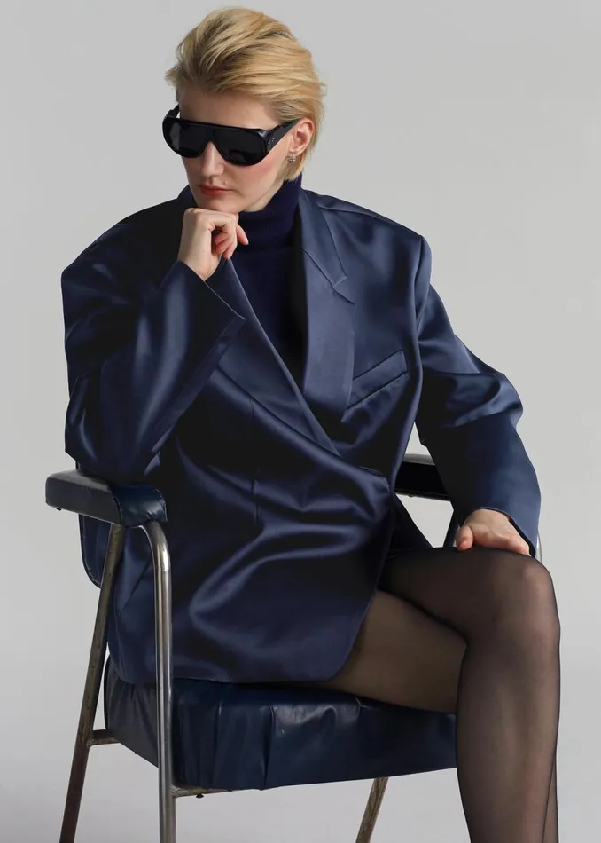 Women The Frankie Shop Outerwear Jo Satin Blazer Navy