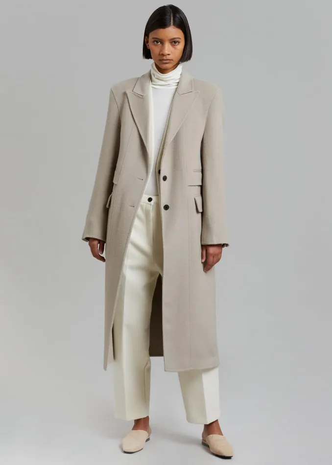 Women The Frankie Shop Outerwear Jodie Double Pocket Coat Beige