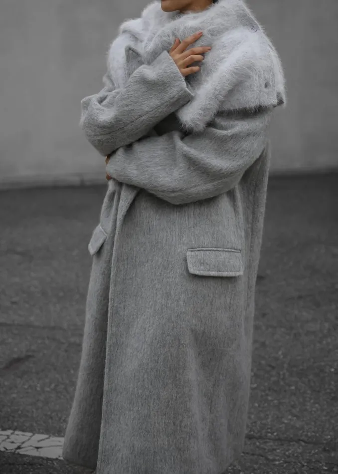 Women The Frankie Shop Outerwear John Oversized Coat Light Grey
