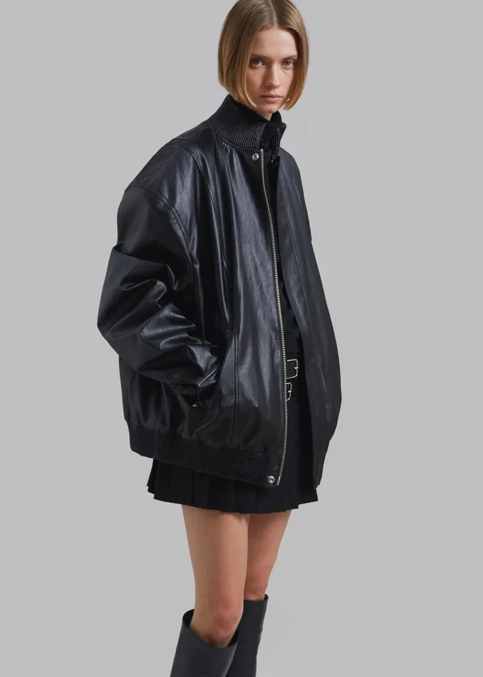 Women The Frankie Shop Outerwear Jude Faux Leather Jacket Black