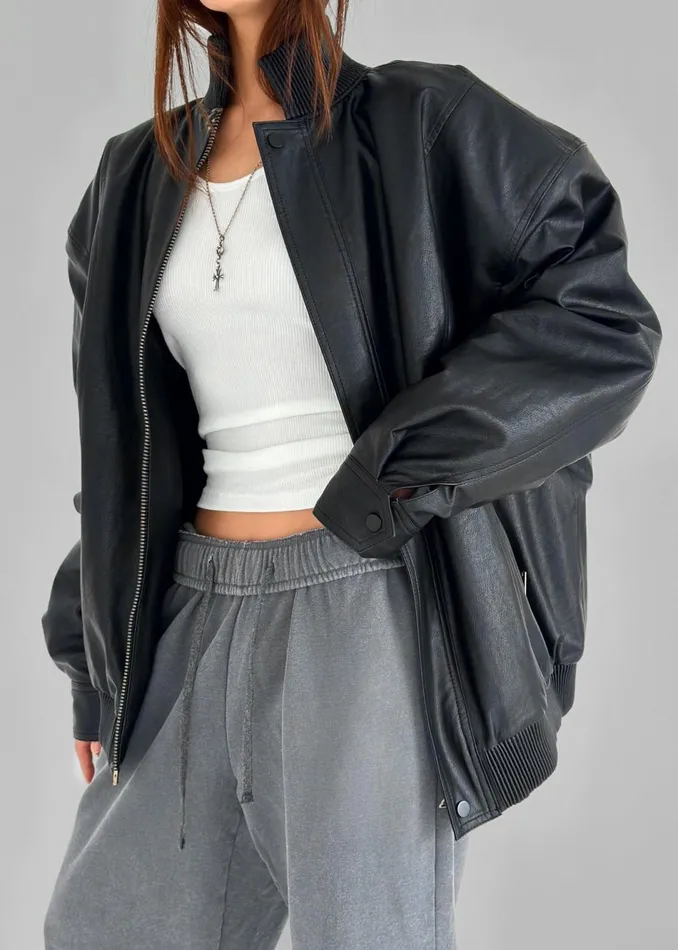 Women The Frankie Shop Outerwear Jude Faux Leather Jacket Black