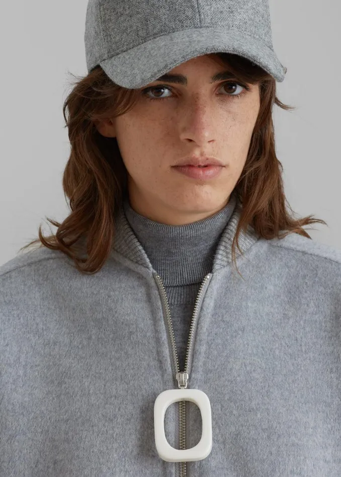Women The Frankie Shop Outerwear JW Anderson Oversized Wool Bomber Jacket Grey Melange