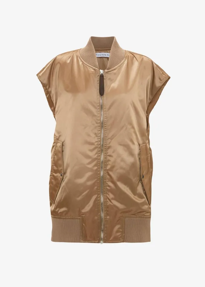 Women The Frankie Shop Outerwear JW Anderson Sleeveless Bomber Jacket Beige