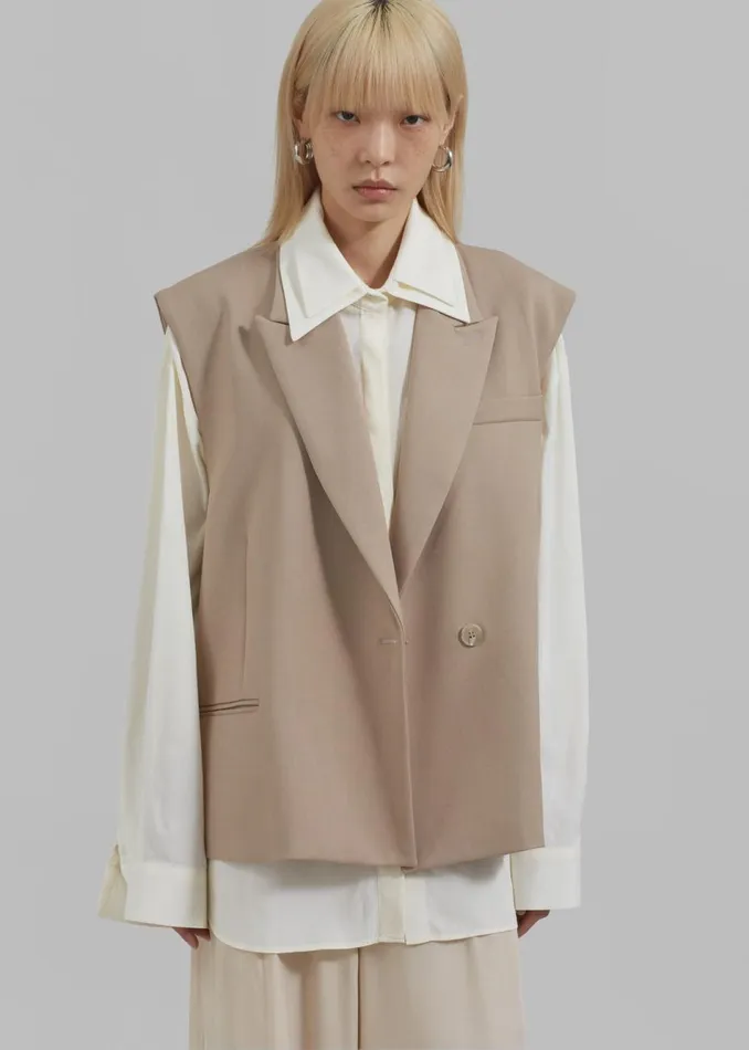 Women The Frankie Shop Outerwear Kace Boxy Vest Beige