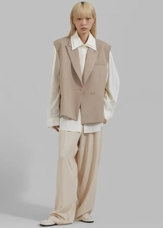 Women The Frankie Shop Outerwear Kace Boxy Vest Beige