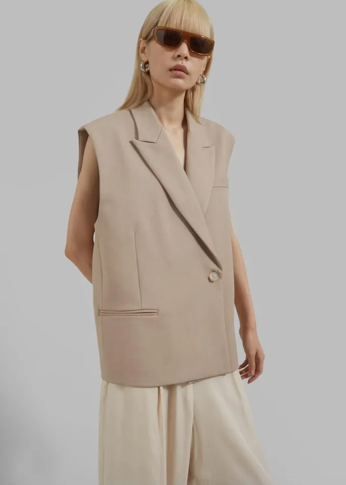 Women The Frankie Shop Outerwear Kace Boxy Vest Beige