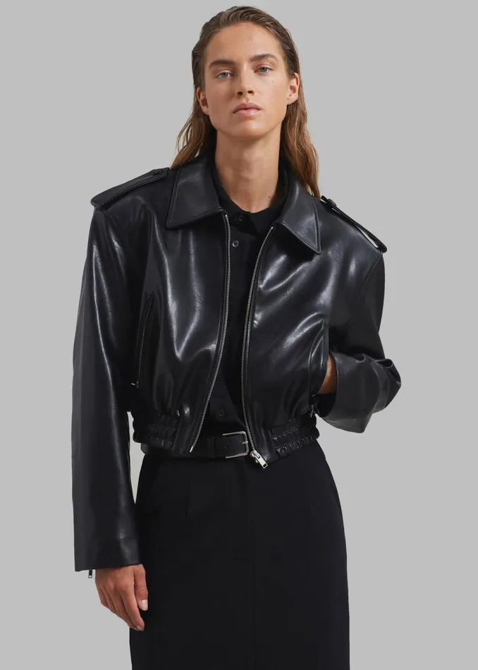Women The Frankie Shop Outerwear Kaia Cropped Bomber Black
